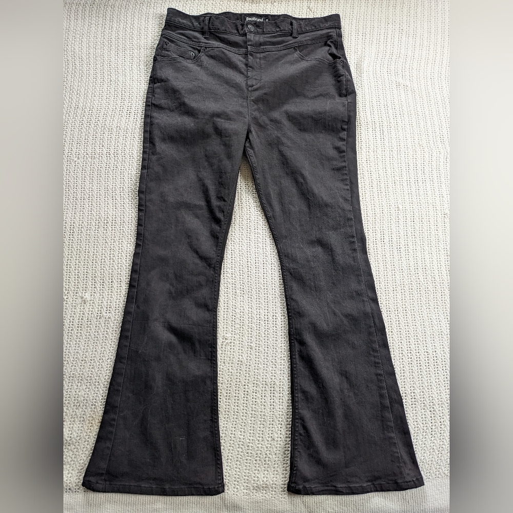 Betabrand Women’s Faded Black High Rise Stretch Denim Jeans Size 35 Bootcut